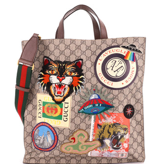 Gucci Courrier Convertible Soft Open Tote GG Coated Canvas with Applique North South