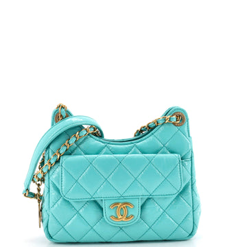 Chanel Wavy CC Hobo Quilted Crumpled Calfskin Small