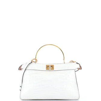 Fendi Peekaboo ISeeU Metal Handle Bag Crocodile Petite