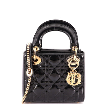 Christian Dior Lady Dior Chain Bag Cannage Quilt Patent Mini