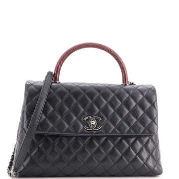 Chanel Coco Top Handle Bag Quilted Caviar with Lizard Medium