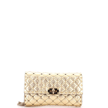 Valentino Garavani Rockstud Spike Wallet on Chain Quilted Leather Small