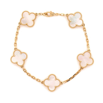 Van Cleef & Arpels Vintage Alhambra 5 Motifs Bracelet 18K Yellow Gold and Mother of Pearl