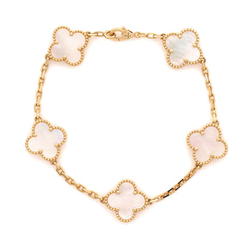 Van Cleef & Arpels Vintage Alhambra 5 Motifs Bracelet 18K Yellow Gold and Mother of Pearl