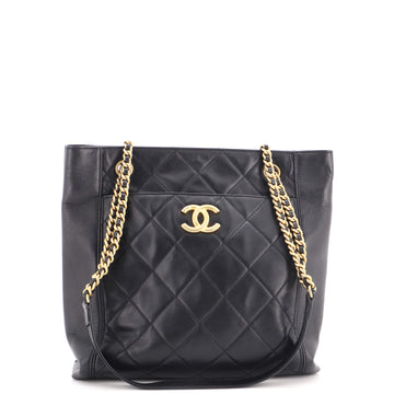 Chanel CC Front Pocket Shopping Tote Quilted Calfskin Small