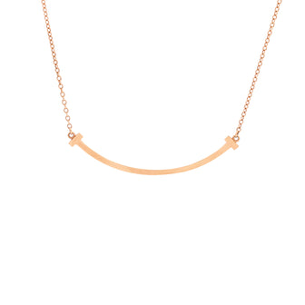 Tiffany & Co. T Smile Pendant Necklace 18K Rose Gold Small