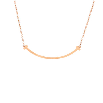 Tiffany & Co. T Smile Pendant Necklace 18K Rose Gold Small