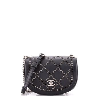 Chanel Coco Eyelets Round Flap Bag Quilted Calfskin Small
