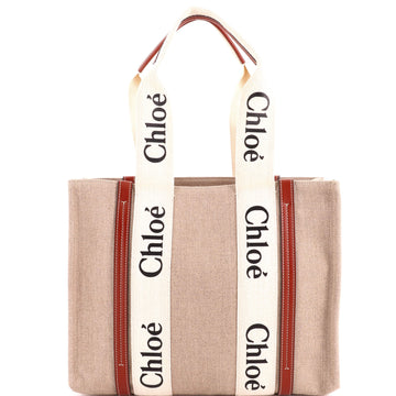 Chloe Woody Tote Canvas with Leather Medium