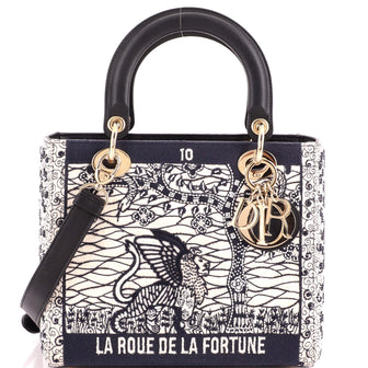Christian Dior Tarot Lady Dior Bag Embellished Canvas Medium