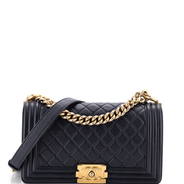 Chanel Boy Flap Bag Quilted Lambskin Old Medium