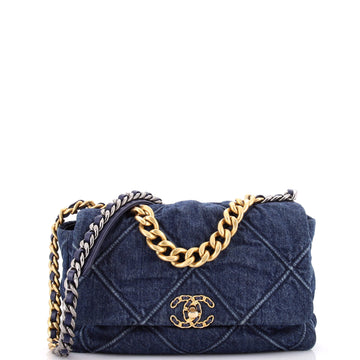 Chanel 19 Flap Bag Quilted Denim Large