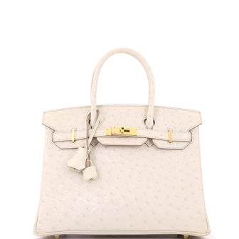 Hermes Birkin Handbag Béton Ostrich with Gold Hardware 30