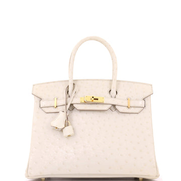 Hermes Birkin Handbag Béton Ostrich with Gold Hardware 30