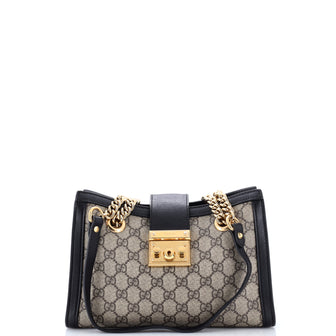 Gucci Padlock Chain Tote GG Coated Canvas with Leather Small