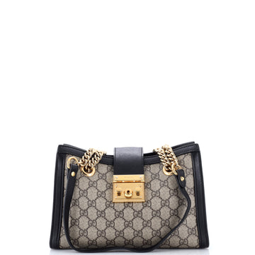 Gucci Padlock Chain Tote GG Coated Canvas with Leather Small