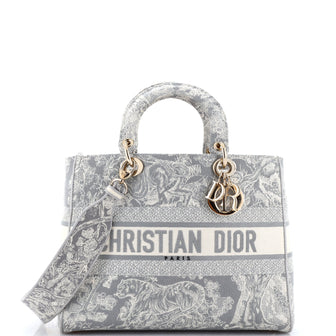 Christian Dior Lady D-Lite Bag Embroidered Canvas Large
