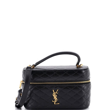 Saint Laurent Gaby Zip Around Vanity Bag Quilted Leather Mini