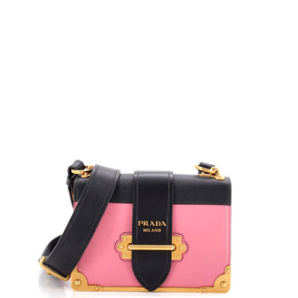 Prada Cahier Crossbody Bag Leather and Saffiano Leather Small