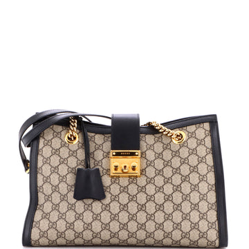Gucci Padlock Chain Tote GG Coated Canvas with Leather Medium