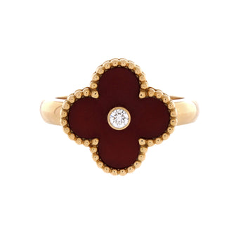 Van Cleef & Arpels Vintage Alhambra Ring 18K Yellow Gold with Carnelian and Diamond