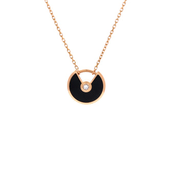 Cartier Amulette de Cartier Pendant Necklace 18K Rose Gold with Onyx and Diamond XS