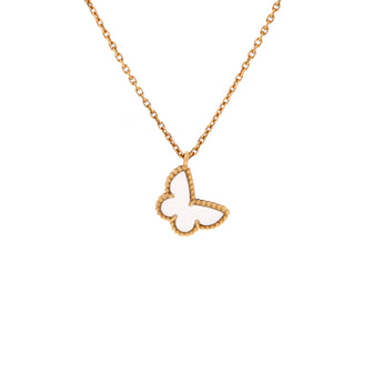 Van Cleef & Arpels Sweet Alhambra Butterfly Pendant Necklace 18K Yellow Gold and Mother of Pearl