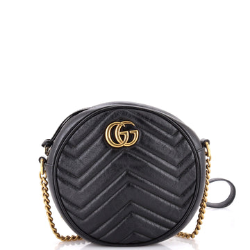 Gucci GG Marmont Round Shoulder Bag Matelasse Leather Mini