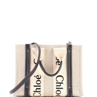Chloe Woody Tote Canvas with Leather Small
