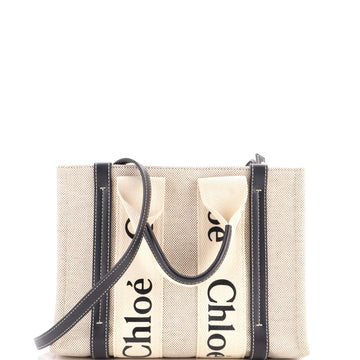 Chloe Woody Tote Canvas with Leather Small