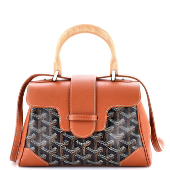 Goyard Saigon Top Handle Bag Coated Canvas with Leather Mini
