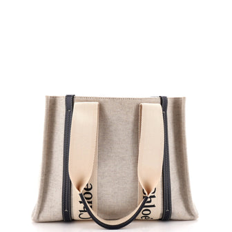 Chloe Woody Tote Canvas with Leather Medium