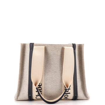 Chloe Woody Tote Canvas with Leather Medium