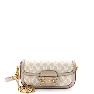 Gucci Horsebit 1955 Shoulder Bag GG Coated Canvas with Leather East West