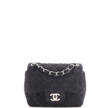 Chanel Square Classic Single Flap Bag Quilted CC Printed Denim Mini