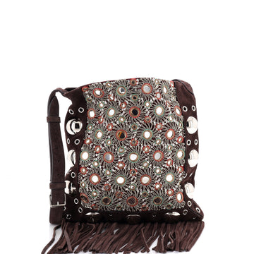 Valentino Garavani Nellcote Fringe Shoulder Bag Embroidered Studded Suede