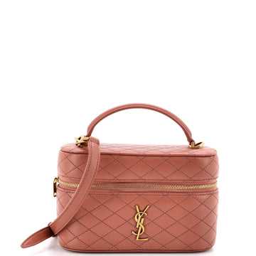 Saint Laurent Gaby Zip Around Vanity Bag Quilted Leather Mini