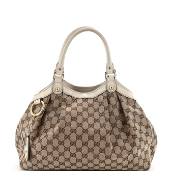 Gucci Sukey Tote GG Canvas with Leather Medium