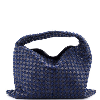 Bottega Veneta Hop Hobo Intrecciato Leather and Denim Large