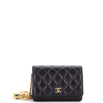 Chanel Resin Pearl Chain Flap Bag Quilted Lambskin Mini