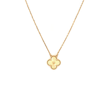 Van Cleef & Arpels Vintage Alhambra Pendant Necklace Guilloche 18K Yellow Gold