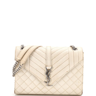 Saint Laurent Classic Monogram Envelope Satchel Mixed Matelasse Leather Medium
