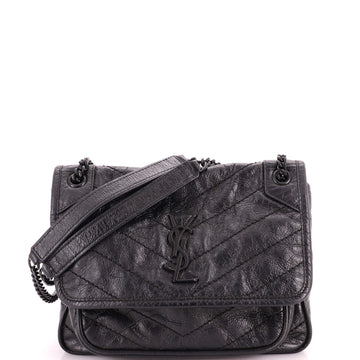 Saint Laurent Niki Chain Flap Bag Matelasse Chevron Leather Baby