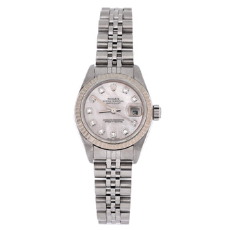 Rolex Oyster Perpetual Datejust Automatic Watch Stainless Steel and White Gold with Diamond Markers and Mother of Pearl 26