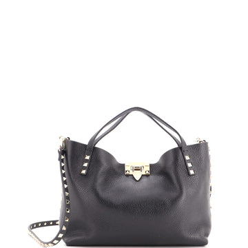 Valentino Garavani Rockstud Convertible Flip Lock Tote Leather Small