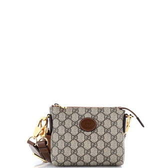 Gucci Interlocking G Patch Wristlet Messenger Bag GG Coated Canvas Mini