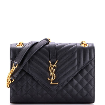 Saint Laurent Classic Monogram Envelope Satchel Mixed Matelasse Leather Medium