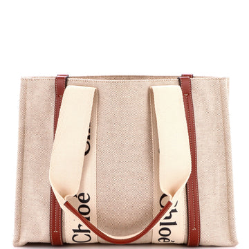 Chloe Woody Tote Canvas with Leather Medium