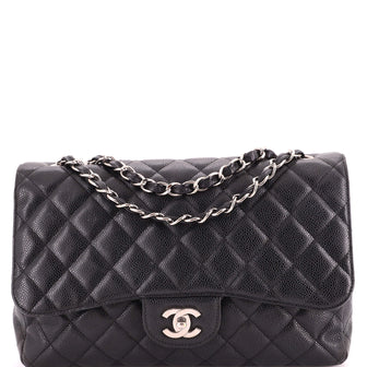 Chanel Classic Single Flap Bag Quilted Caviar Jumbo