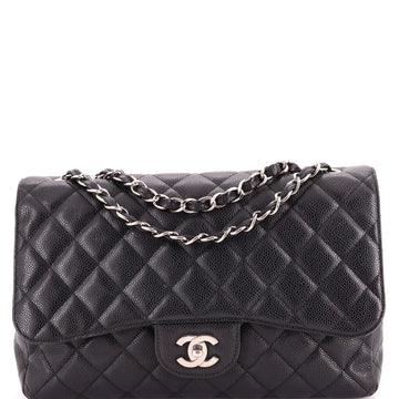 Chanel Classic Single Flap Bag Quilted Caviar Jumbo